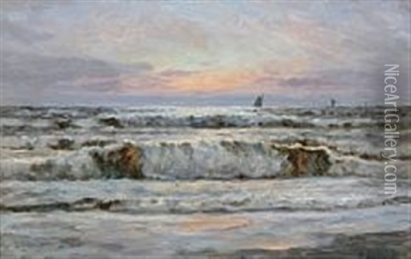 Breakers At Dawn Oil Painting - Holger Luebbers