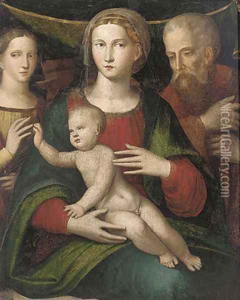 The Mystic Marraige of Saint Catherine Oil Painting - Giacomo Raibolini