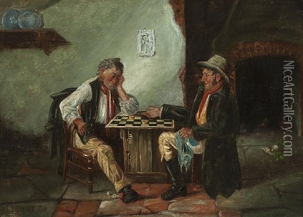 An Awkward Move Oil Painting - Charles Hunt