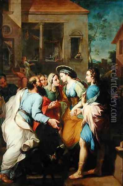 Tobias Presenting Sarah to his Father, 1733 Oil Painting - Pierre Parrocel