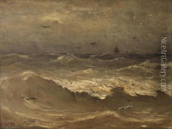 Hooge Zee; Waves Oil Painting - Hendrik Willem Mesdag