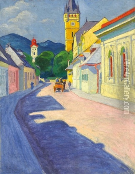Scene Of Nagybanya Oil Painting - Jozsef Pechan