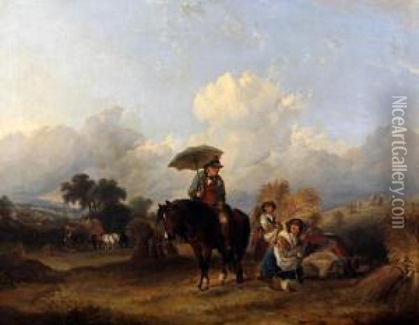 Visiting The Corn Gatherers Oil Painting - William Joseph Shayer