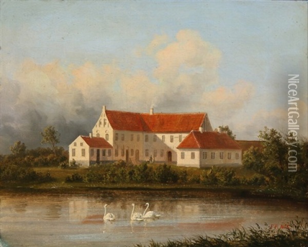 The Manor Odden In Vendsyssel, Northern Jutland Oil Painting - Ferdinand Richardt
