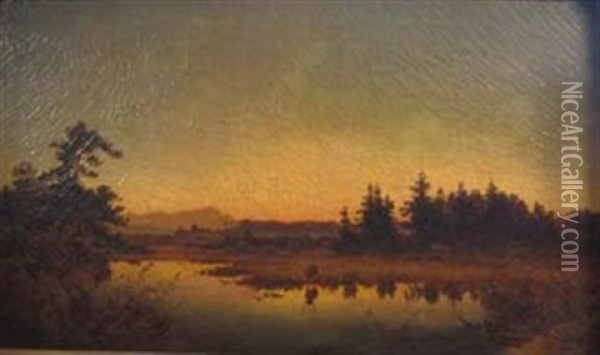 Landscape With Elk Oil Painting - Anton Zwengauer the Elder
