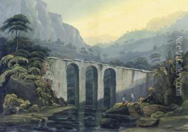 A Capriccio Landscape Oil Painting - Thomas Walmsley