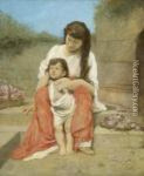 Junge Mutter Mit Kind Oil Painting - Gabriel Cornelius Von Max