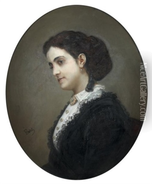 Portrait D'adelina Patti Dite La Patti Oil Painting - Jean-Francois Batut