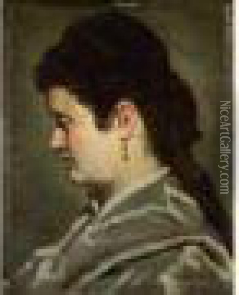 Portrait Presume De Madame Teissier Oil Painting - Adolphe Joseph Th. Monticelli
