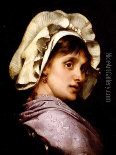 Portrait De Femme Oil Painting - Tony Robert-Fleury