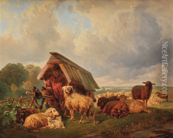 Le Repas Du Berger Oil Painting - August Friedrich Albrecht Schenck