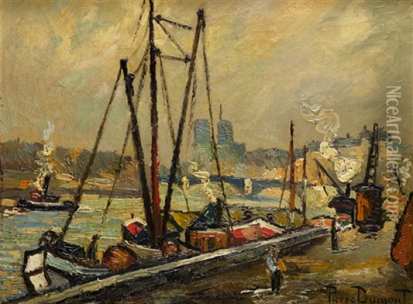 Vue De Port Oil Painting - Pierre Dumont