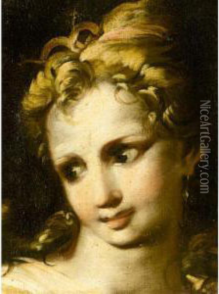 Study For The Head Of A Young Girl Oil Painting - Antonio Bellucci