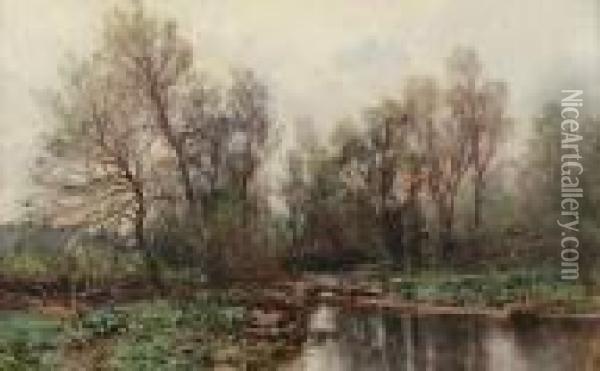Landscape Of A Stream Oil Painting - Hugh Bolton Jones