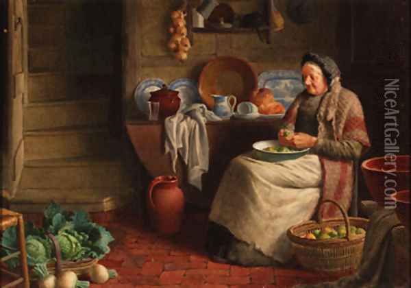 Apples, cabbages and swedes Oil Painting - Henry Spernon Tozer