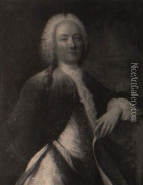 Portrait D'homme Accoude A Une Chaise Oil Painting - Jean-Baptiste Santerre