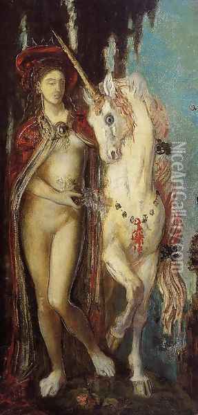 The Unicorn Oil Painting - Gustave Moreau