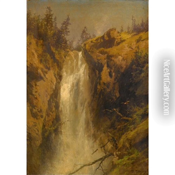 Waterfall, Germany Oil Painting - Hermann Herzog
