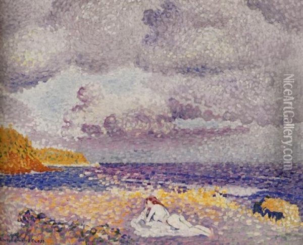 Avant L'orage, La Baigneuse Oil Painting - Henri-Edmond Cross