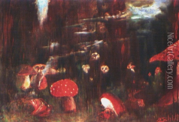 Im Zauberwald (preliminary Study) Oil Painting - Heinrich Schlitt