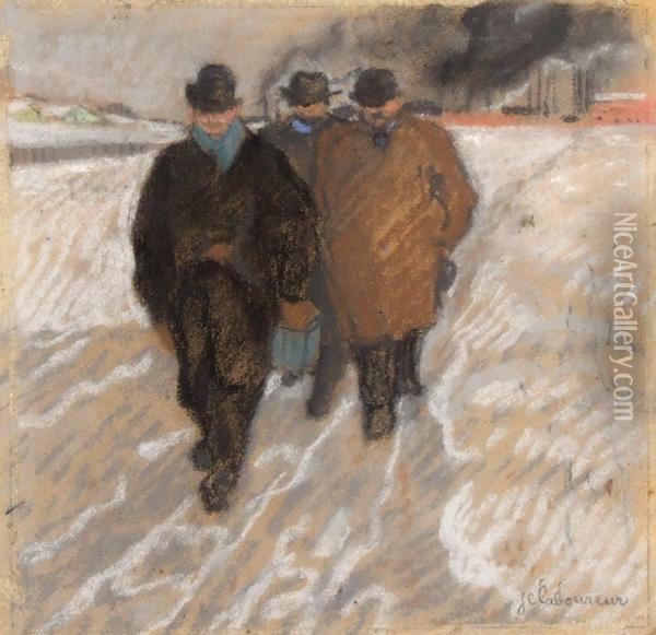 Workmen Coming From Work Oil Painting - Jean Emile Laboureur