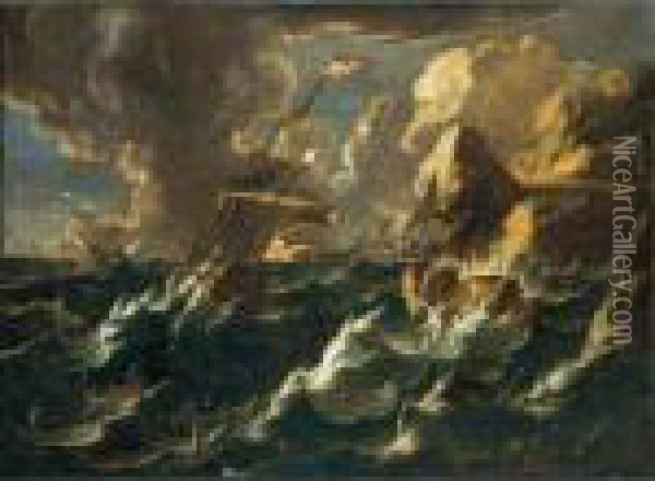 Marina In Tempesta Oil Painting - Bonaventura, the Elder Peeters