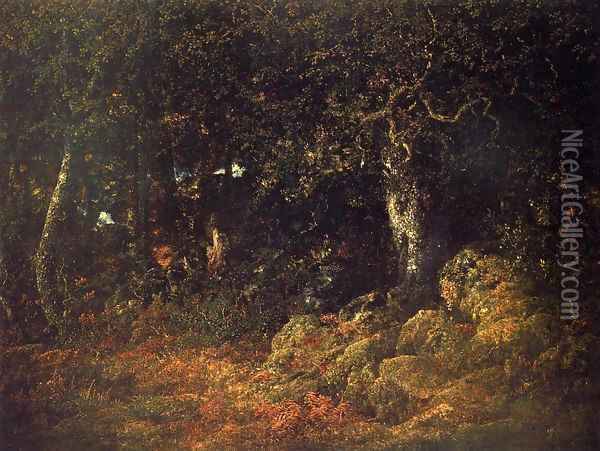The Oak in the Rocks 1860 Oil Painting - Theodore Rousseau