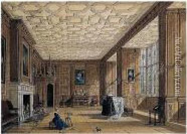 Drawing Room At Broughton Castle, Oxfordshire Oil Painting - Joseph Nash