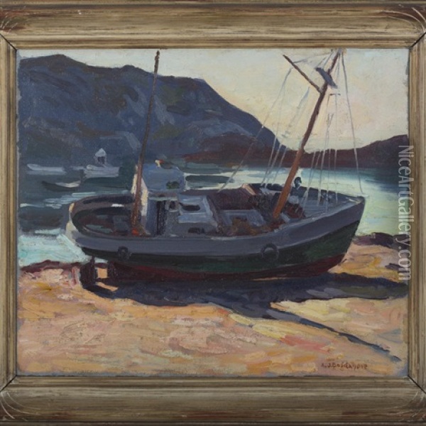 Beached, Monhegan Oil Painting - Abraham Jacob Bogdanove