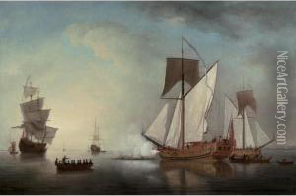 The Departure From England Of Francis, Duke Of Lorraine Oil Painting - Samuel Scott