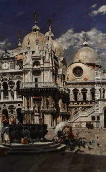 Piazza San Marco Oil Painting - Ulpiano Checa Sanz