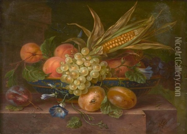 Nature Morte De Fruits Sur Un Entablement Oil Painting - Willem van Leen