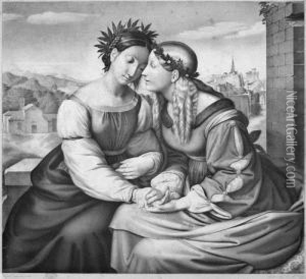 Nach: Italia Und Germania Oil Painting - Johann Friedrich Overbeck