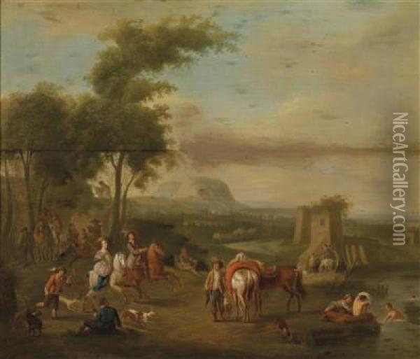 Landscapes With Hunting Parties Oil Painting - Franz Ferg