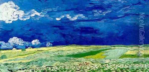 Wheat Field Under Clouded Sky Oil Painting - Vincent Van Gogh