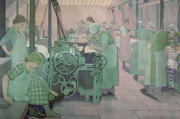 British Industries - Cotton, c.1923-4 Oil Painting - Frederick Cayley Robinson