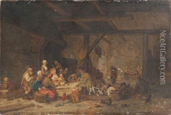 Le Repas A L'interieur D'une Ferme Oil Painting - Jacques-Albert Senave