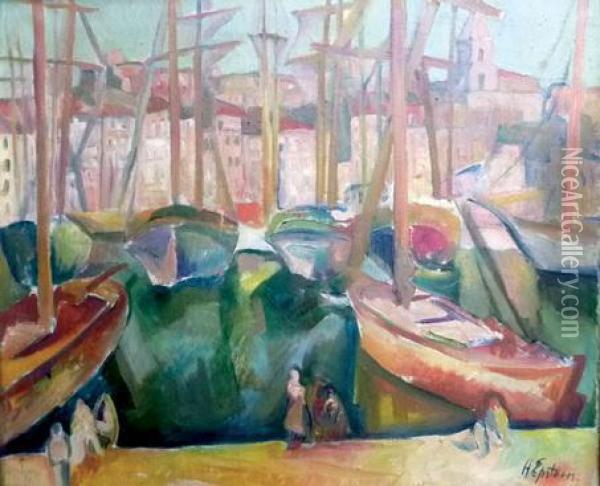 Bateaux Au Port Oil Painting - Henri Epstein