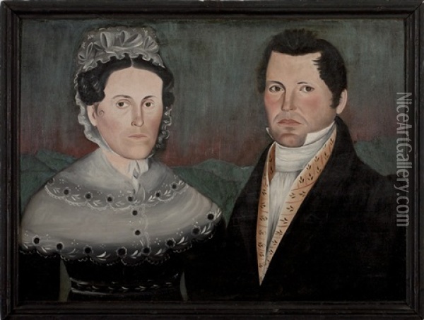Samuel And Eunice Judkins Of Ulster County, New York Oil Painting - Sheldon Peck