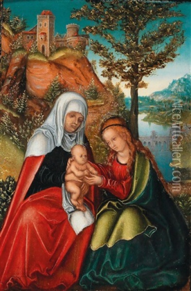The Virgin And Child With Saint Anne Oil Painting - Lucas Cranach the Younger