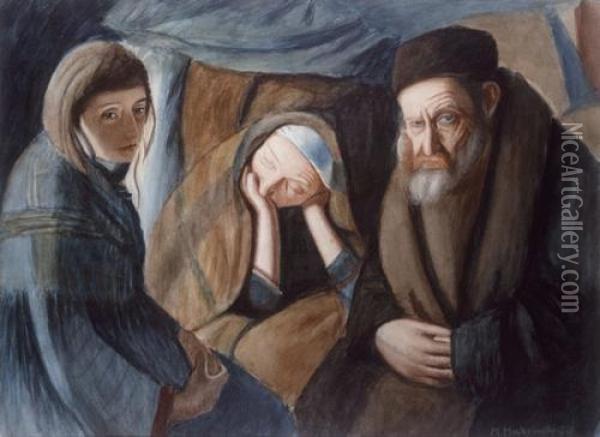Jewish Family Oil Painting - Maurice Minkowski