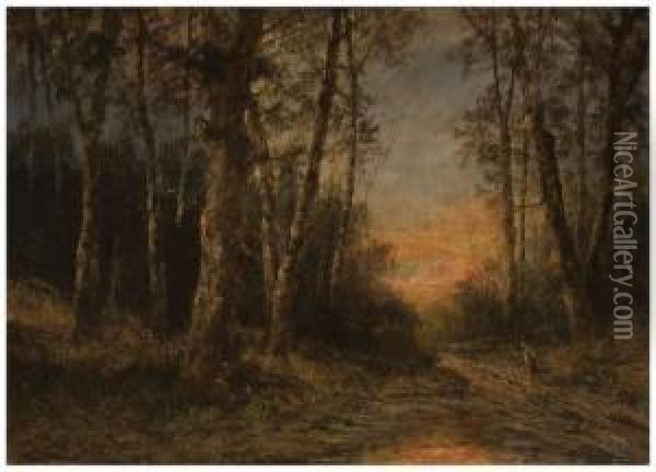 Sunset Oil Painting - Iulii Iul'evich (Julius) Klever