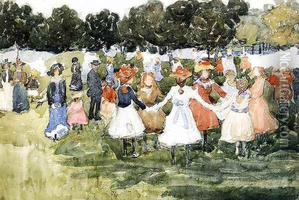 Ring Around The Rosy Oil Painting - Maurice Brazil Prendergast