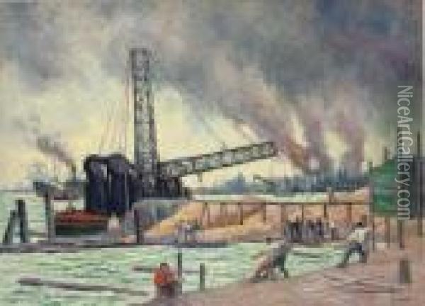 Le Port De Rotterdam Oil Painting - Maximilien Luce
