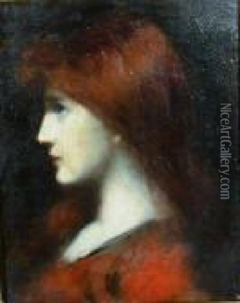 Red-haired Woman In Profile Oil Painting - Jean-Jacques Henner