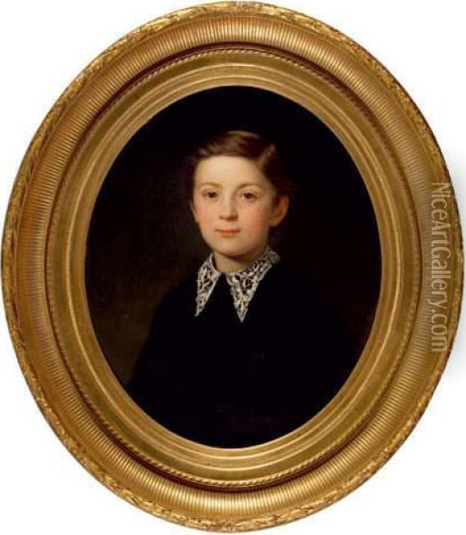 Portrait De Jeune Garcon Oil Painting - Leopold Durangel