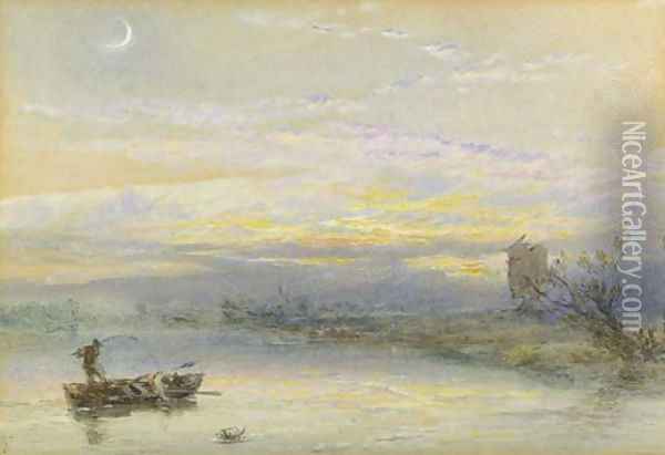 Evening on the Broads Oil Painting - Myles Birket Foster
