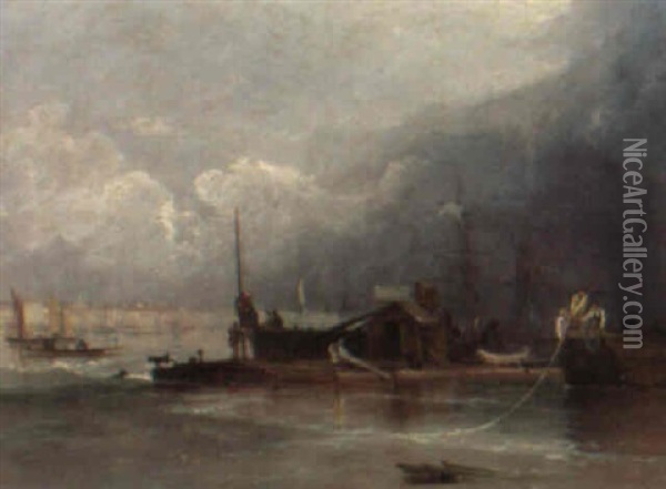 The Boatyard, Bristol Oil Painting - James Baker Pyne