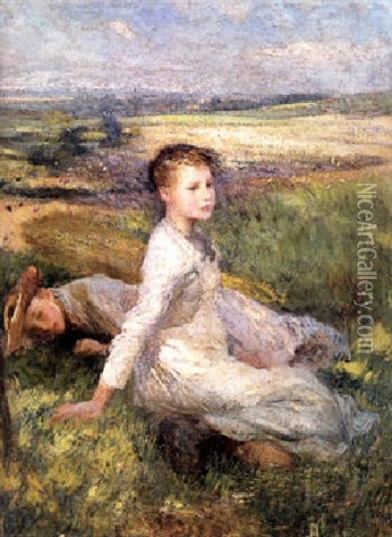 Summer In The Fields Oil Painting - Sir George Clausen