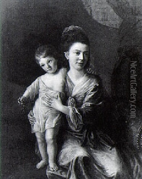 Portrait Of Ann Gardiner With Eldest Son, Kirkman Oil Painting - Nathaniel Hone the Elder